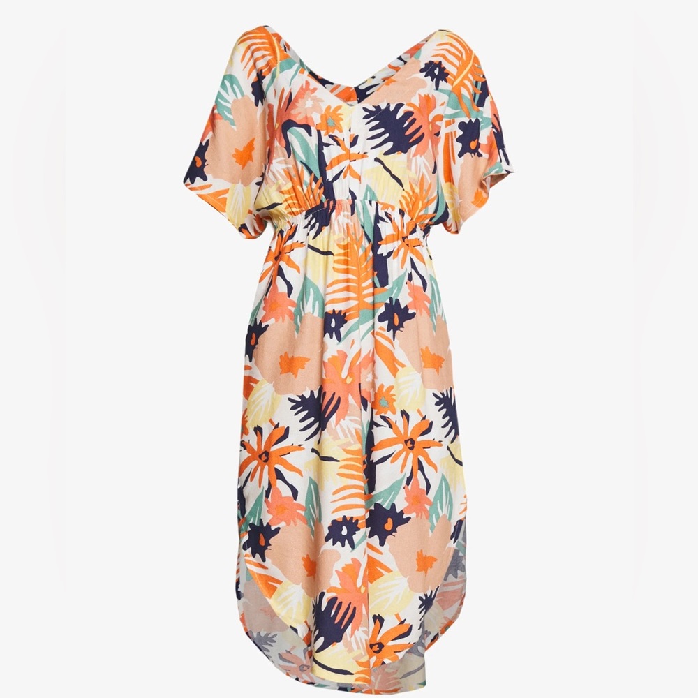 NWT ROXY Flamingo Shades (Peach Blush Bright) midi dress